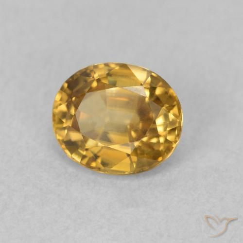 0.92 ct Golden Zircon Stone, Natural Zircon in Oval Facet Shape for Sale