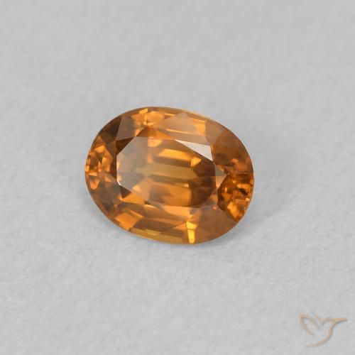 0.59 ct Orange Zircon Stone, Natural Zircon in Oval Facet Shape for Sale