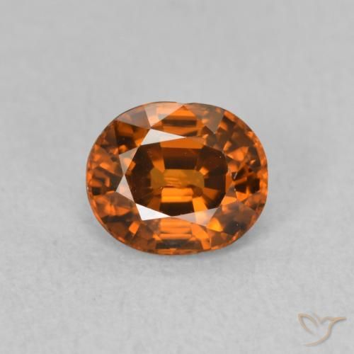 0.99ct Natural Medium Dark-Orange Zircon, Oval, VVS-VS, Photo A