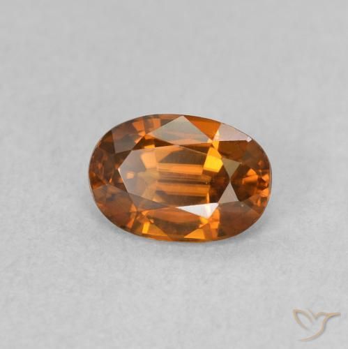 0.80 ct Orange Zircon Stone, Natural Zircon in Oval Facet Shape for Sale