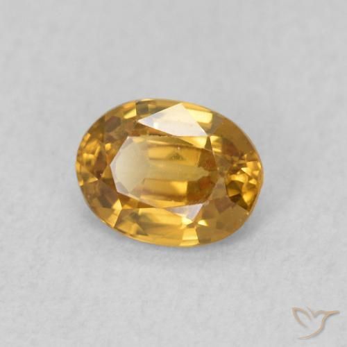 0.57 ct Golden Zircon Stone, Natural Zircon in Oval Facet Shape for Sale