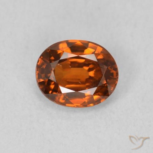 0.95ct Natural Medium Orange Zircon, Oval, VVS-VS