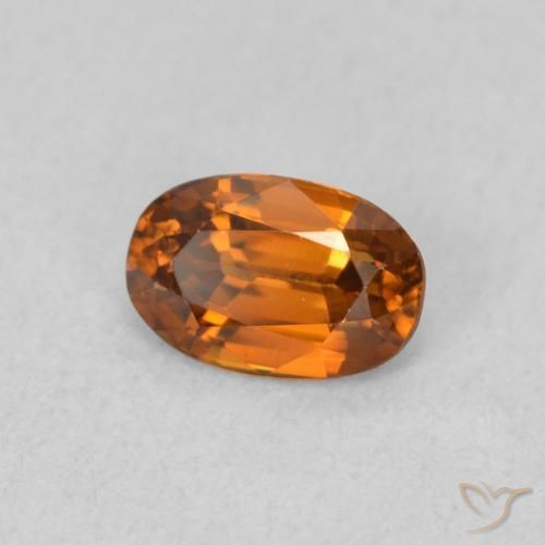0.77 ct Orange Zircon Stone, Natural Zircon in Oval Facet Shape for Sale