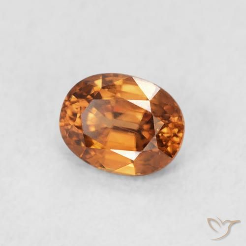0.63 ct Orange Zircon Stone, Natural Zircon in Oval Facet Shape for Sale