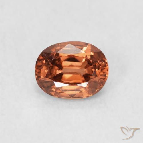 0.62ct Natural Medium Dark-Orange Zircon, Oval, VVS