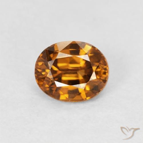 1.00ct Natural Medium Orange Zircon, Oval, VVS-VS