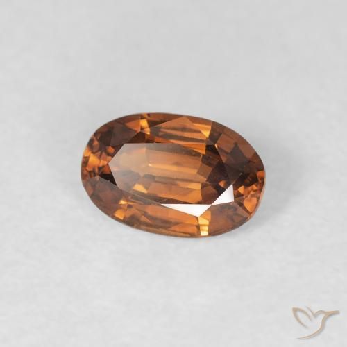 0.67 ct Orange Zircon Stone, Natural Zircon in Oval Facet Shape for Sale
