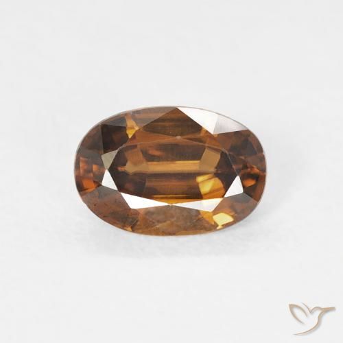 0.75ct Natural Medium Dark-Orange Zircon, Oval, VVS