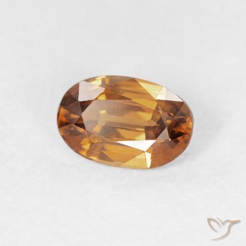 0.74 ct Orange Zircon Stone, Natural Zircon in Oval Facet Shape for Sale