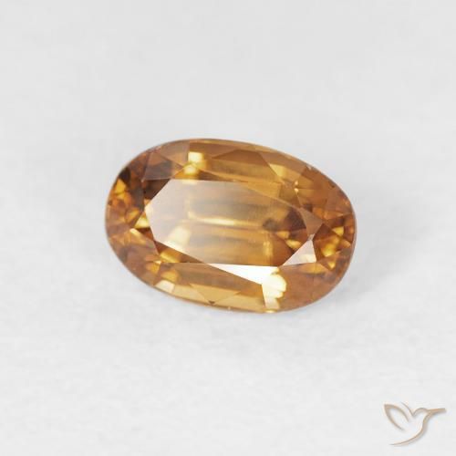 0.83 ct Orange Zircon Stone, Natural Zircon in Oval Facet Shape for Sale