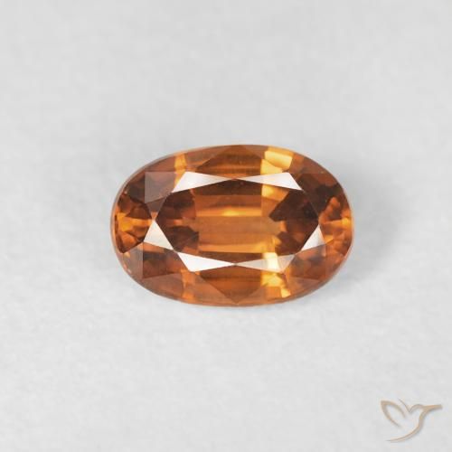 0.76ct Natural Medium Dark-Orange Zircon, Oval, VVS