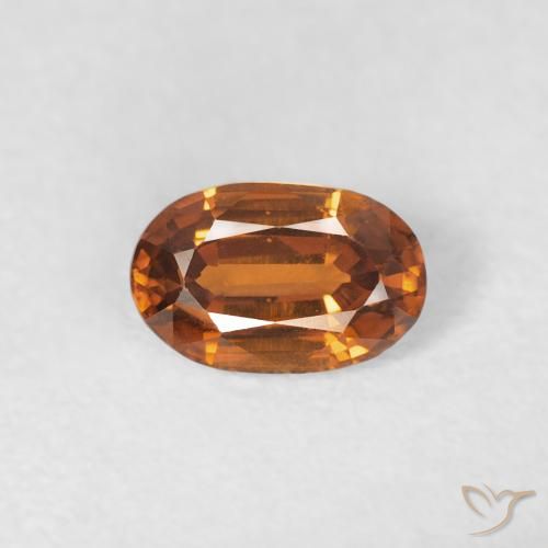 0.71ct Natural Medium Dark-Orange Zircon, Oval, VVS