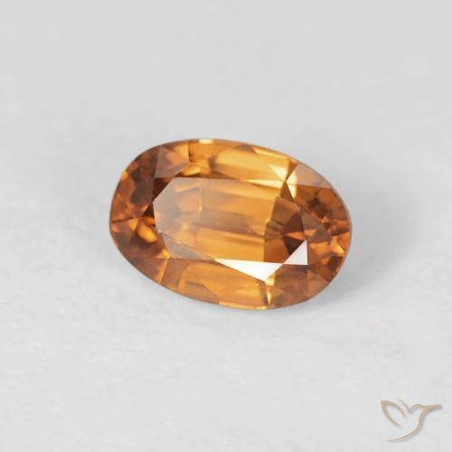 0.85 ct Orange Zircon Stone, Natural Zircon in Oval Facet Shape for Sale