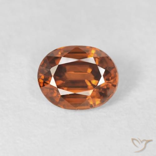 1.00ct Natural Medium Dark-Orange Zircon, Oval, VVS-VS