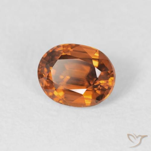 1.00 ct Orange Zircon Stone, Natural Zircon in Oval Facet Shape for Sale