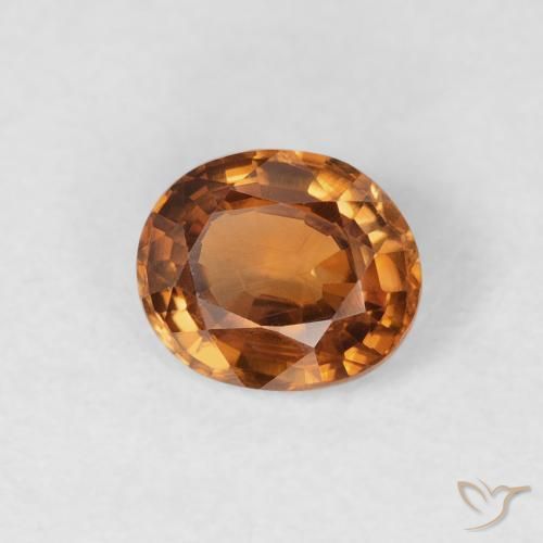 0.92 ct Orange Zircon Stone, Natural Zircon in Oval Facet Shape for Sale