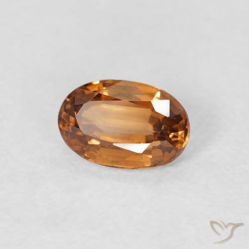 0.73 ct Orange Zircon Stone, Natural Zircon in Oval Facet Shape for Sale