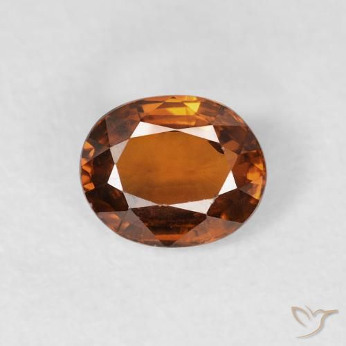 0.98ct Natural Medium Dark-Orange Zircon, Oval, VVS-VS