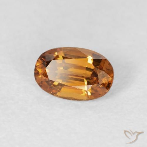 0.84 ct Orange Zircon Stone, Natural Zircon in Oval Facet Shape for Sale