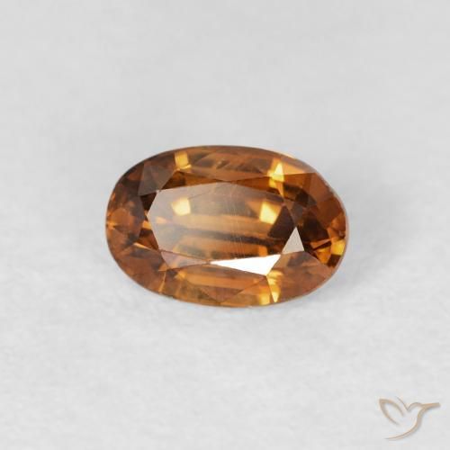 0.77 ct Orange Zircon Stone, Natural Zircon in Oval Facet Shape for Sale