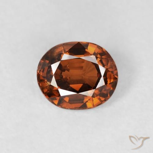 0.99ct Natural Deep Brownish Orange Zircon, Oval, VS