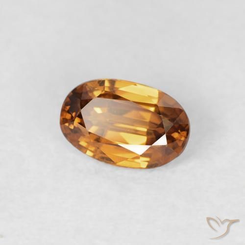 0.74 ct Orange Zircon Stone, Natural Zircon in Oval Facet Shape for Sale