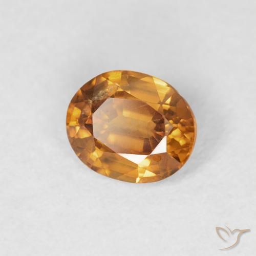 0.82 ct Orange Zircon Stone, Natural Zircon in Oval Facet Shape for Sale