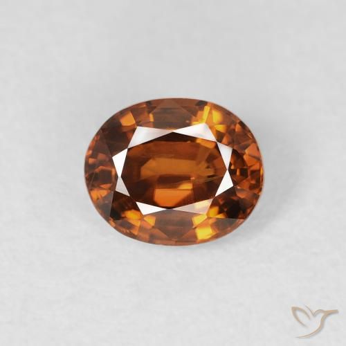 1.04ct Natural Medium Dark-Orange Zircon, Oval, VS