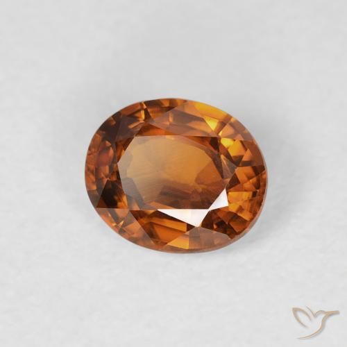 0.88 ct Orange Zircon Stone, Natural Zircon in Oval Facet Shape for Sale
