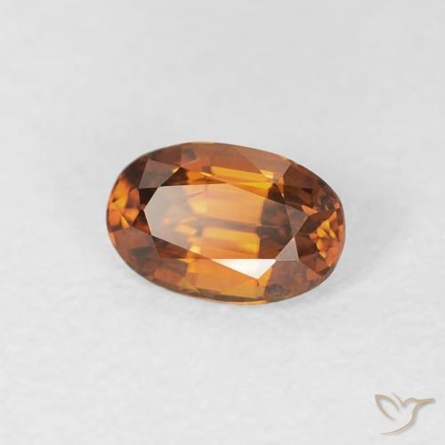 0.77 ct Orange Zircon Stone, Natural Zircon in Oval Facet Shape for Sale