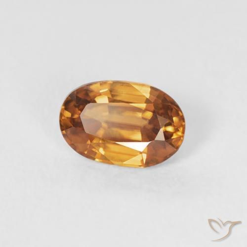 0.68 ct Orange Zircon Stone, Natural Zircon in Oval Facet Shape for Sale