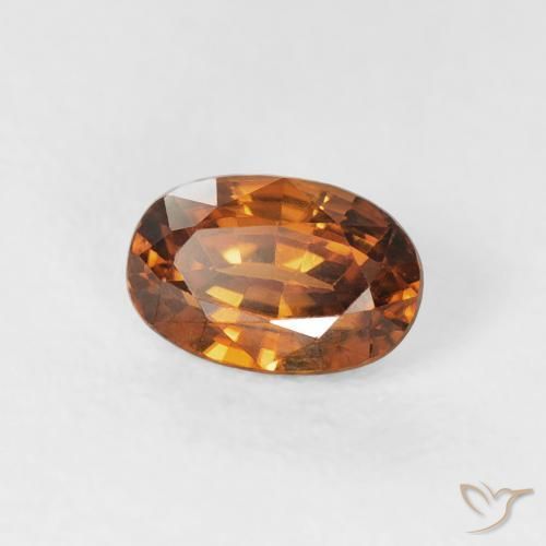 0.87 ct Orange Zircon Stone, Natural Zircon in Oval Facet Shape for Sale