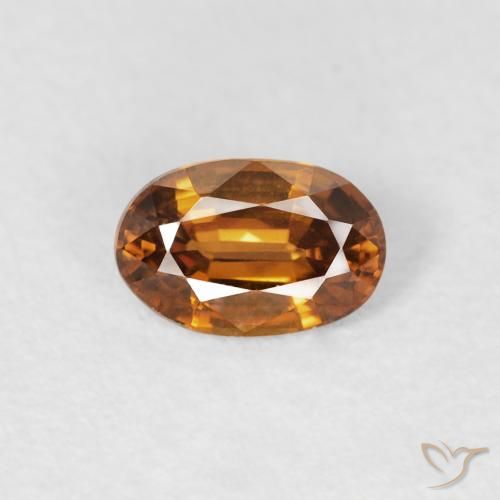 0.69ct Natural Orange Brown Zircon, Oval, VVS-VS