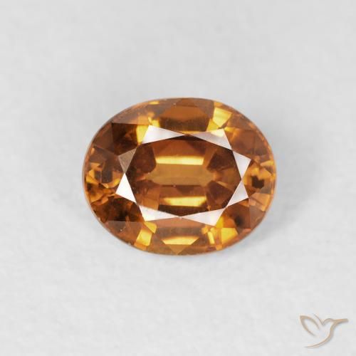 1.00ct Natural Medium Orange Zircon, Oval, VVS-VS