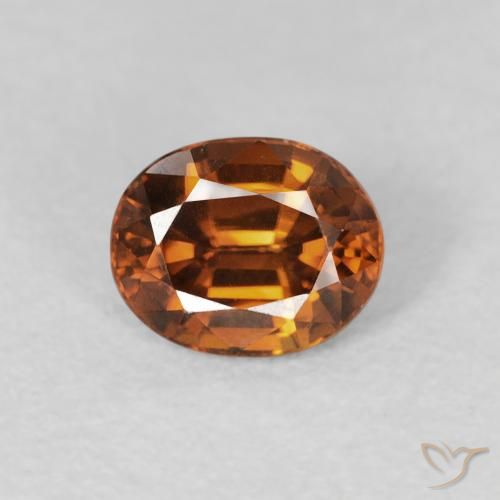 1.12ct Natural Deep Brownish Orange Zircon, Oval, VVS-VS
