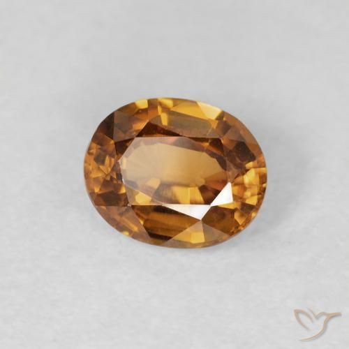 0.85 ct Orange Zircon Stone, Natural Zircon in Oval Facet Shape for Sale