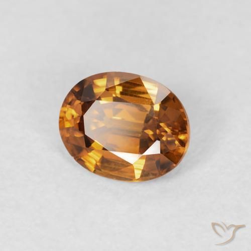 0.90 ct Orange Zircon Stone, Natural Zircon in Oval Facet Shape for Sale