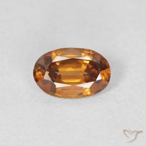 0.66ct Natural Medium Orange Zircon, Oval, VVS-VS