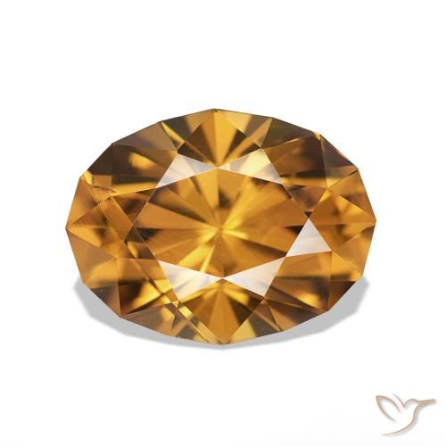 3.36 ct Golden Zircon Gemstone, Zircon Gem in Oval Diamond-Cut Shape for Sale.