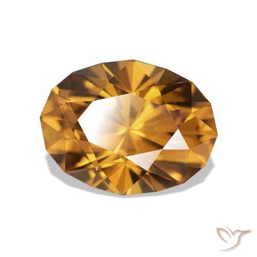 3.36 ct Golden Zircon Stone, Natural Zircon in Oval Diamond-Cut Shape for Sale