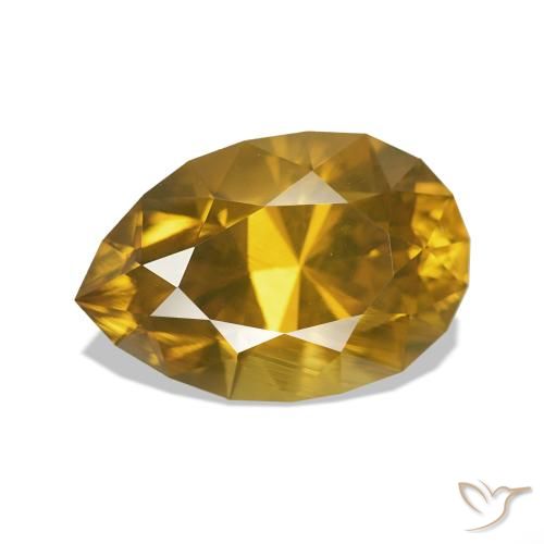 3.49 ct Golden Zircon Gemstone, Zircon Gem in Pear Concave Cut Shape for Sale.