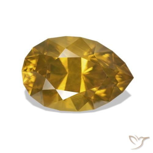 3.49 ct Golden Zircon Stone, Natural Zircon in Pear Concave Cut Shape for Sale