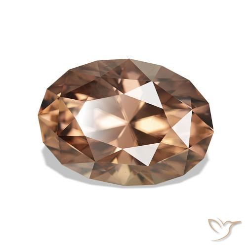 4.93 ct Brown Zircon Stone, Natural Zircon in Oval Diamond-Cut Shape for Sale