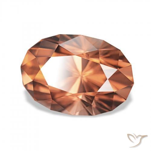 3.25 ct Orange Zircon Stone, Natural Zircon in Oval Diamond-Cut Shape for Sale