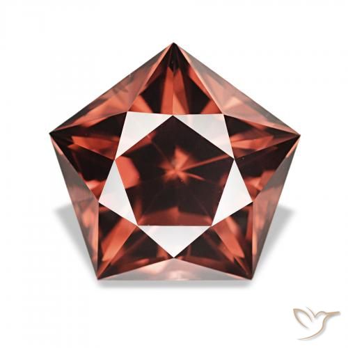 3.46 ct Red Zircon Gemstone, Zircon Gem in Pentagon Facet Shape for Sale.