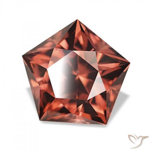 3.46 ct Red Zircon Stone, Natural Zircon in Pentagon Facet Shape for Sale