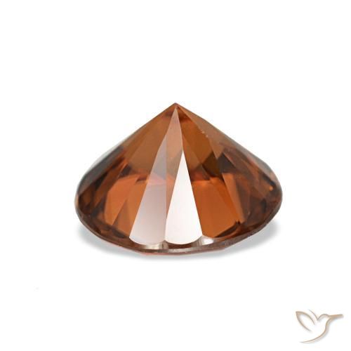 Zircon Gemstone in 6.5 mm (calibrated) Size for Sale, Zircon Stone in Medium Dark-Orange Color