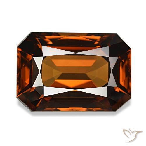 8.23 ct Orange Zircon Gemstone, Zircon Gem in Octagon Step Cut Shape for Sale.