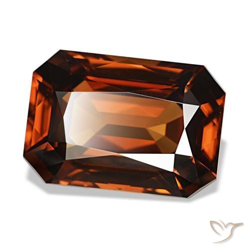 8.23 ct Orange Zircon Stone, Natural Zircon in Octagon Step Cut Shape for Sale