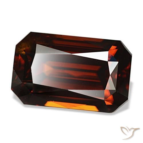 7.63 ct Orange Zircon Stone, Natural Zircon in Octagon Step Cut Shape for Sale